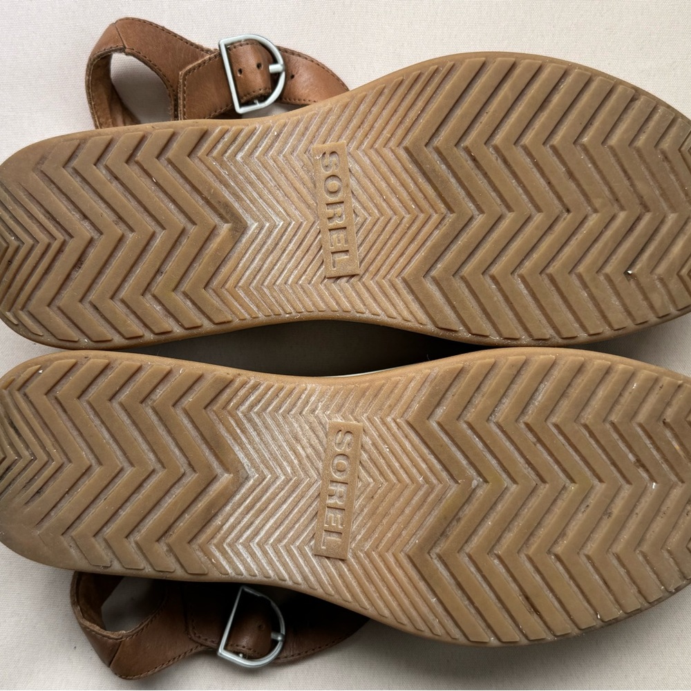 Sorel Tan and White Platform Sandals - Picture 7 of 8